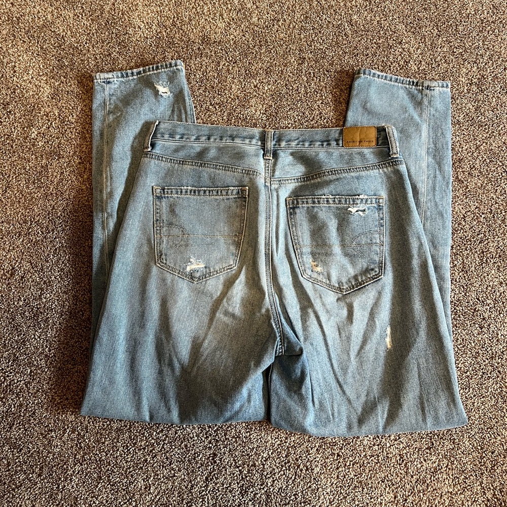 American Eagle Outfitters Light Blue Distressed Straight Jeans - Picture 5 of 6